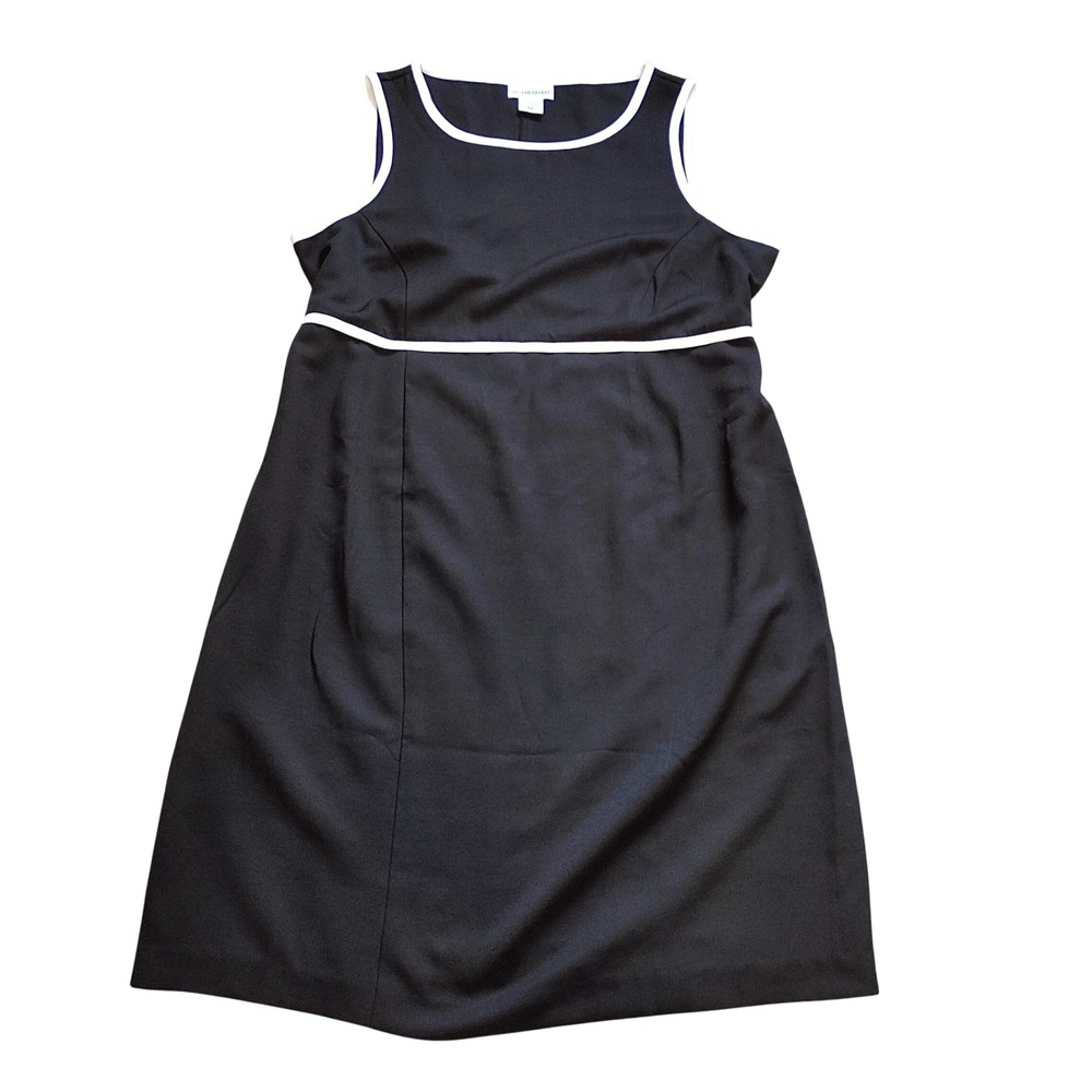 Motherhood Maternity Dress Womens Medium Black White Piping Sleeveless Tie Back